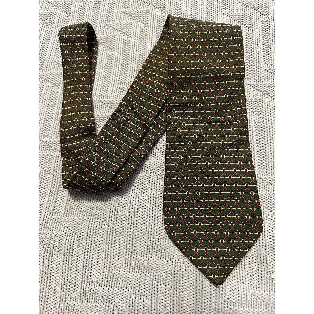 Brooks Brothers green horse bit silk tie
